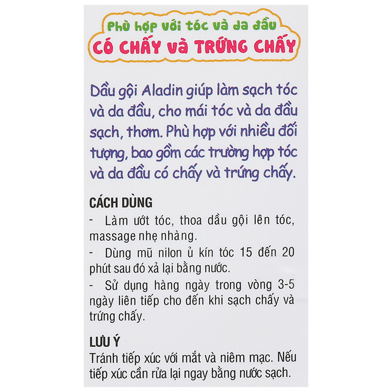 Dầu gội dược liệu Aladin điều trị chấy, loại bỏ trứng chấy - 12